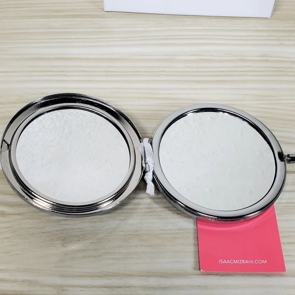 Isaac Mizrahi Silver Tone Two Mirrors Compact NIB NWT